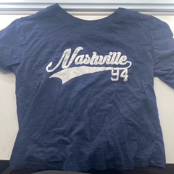 WORN ONCE Navy blue cropped Tee, Size xs - Picture 1 of 3